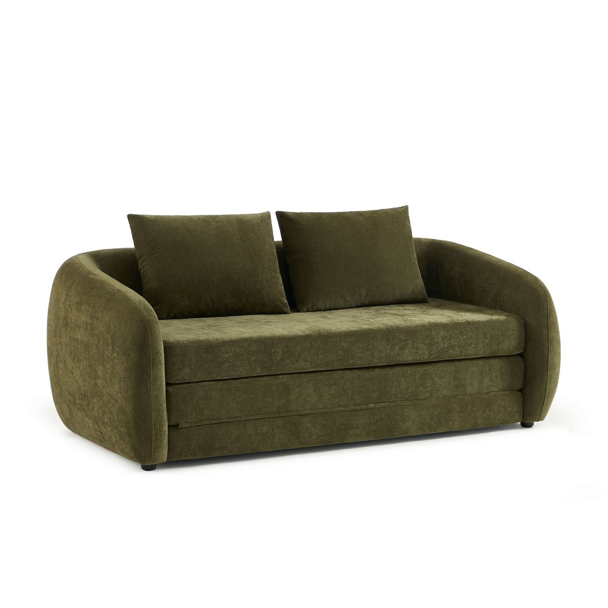 Canapé droit déplimousse tissu chenille  PAZ vert, BAÏTA