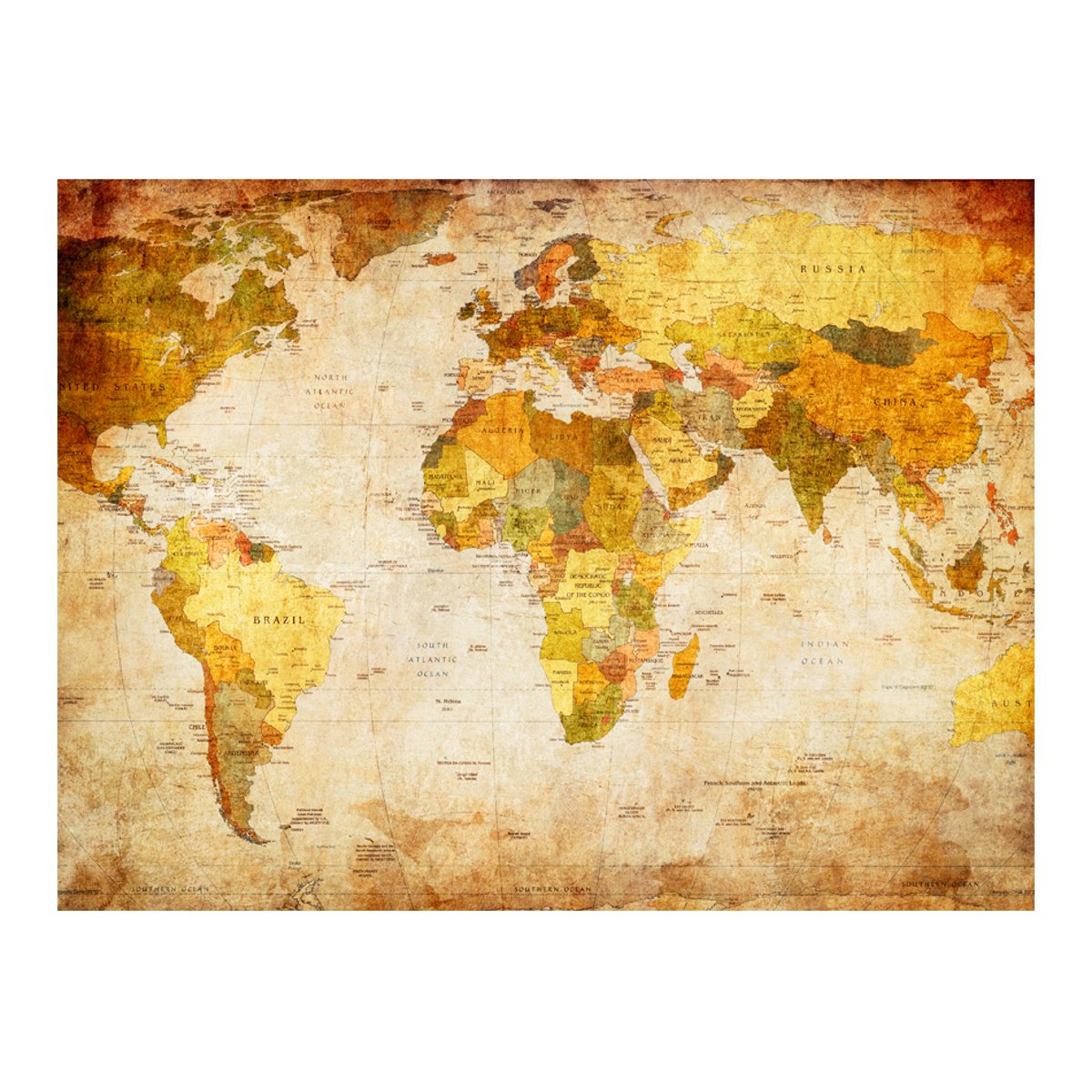 Papier peint intissé panoramique Carte du monde Old globe multicouleur, EDEN