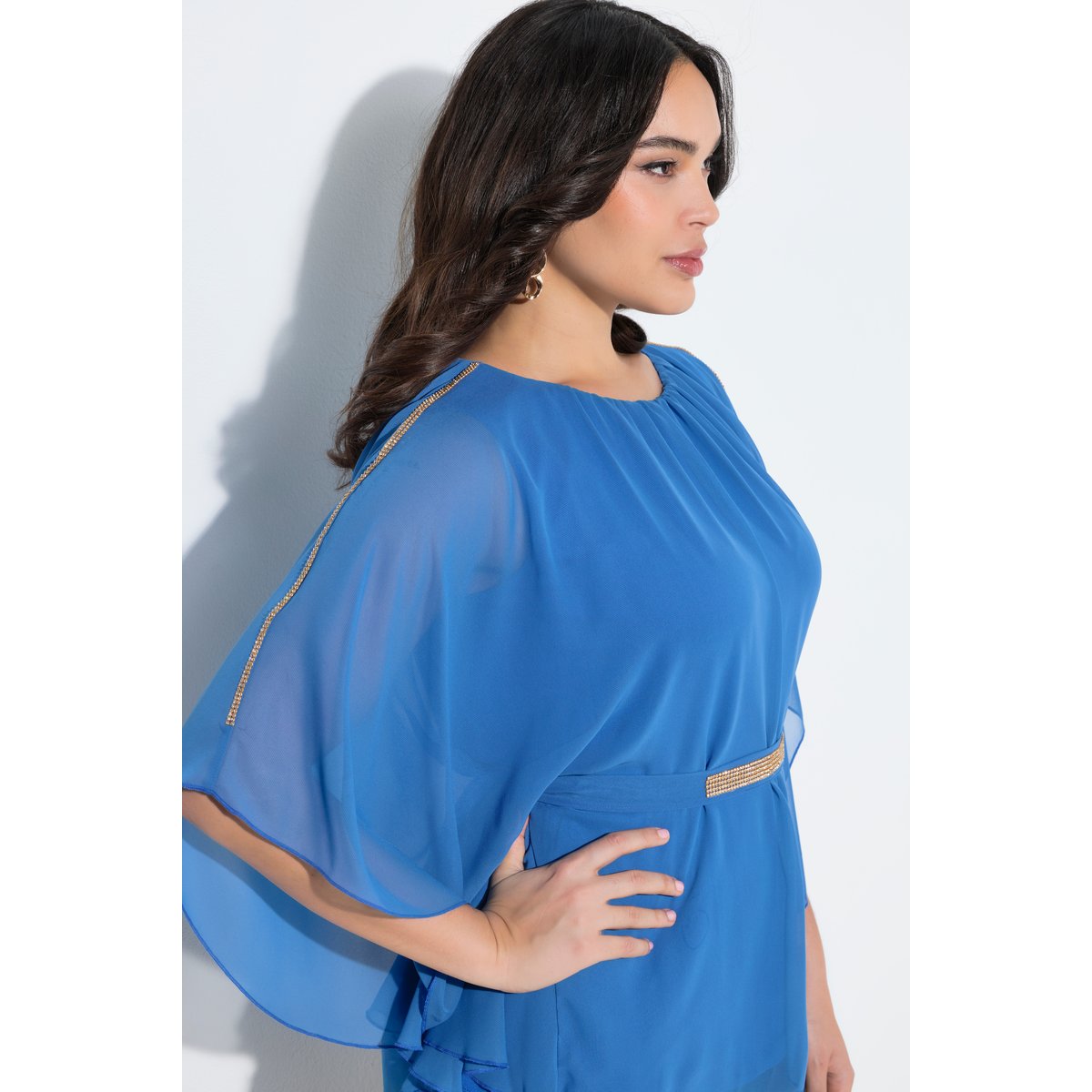 Blouse avec petites pierres scintillants bleu, ULLA POPKEN