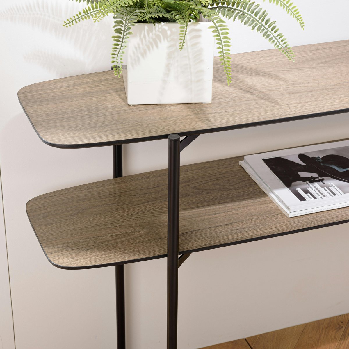 Console double plateau couleur bois LANDAISE bois naturel, PIER IMPORT
