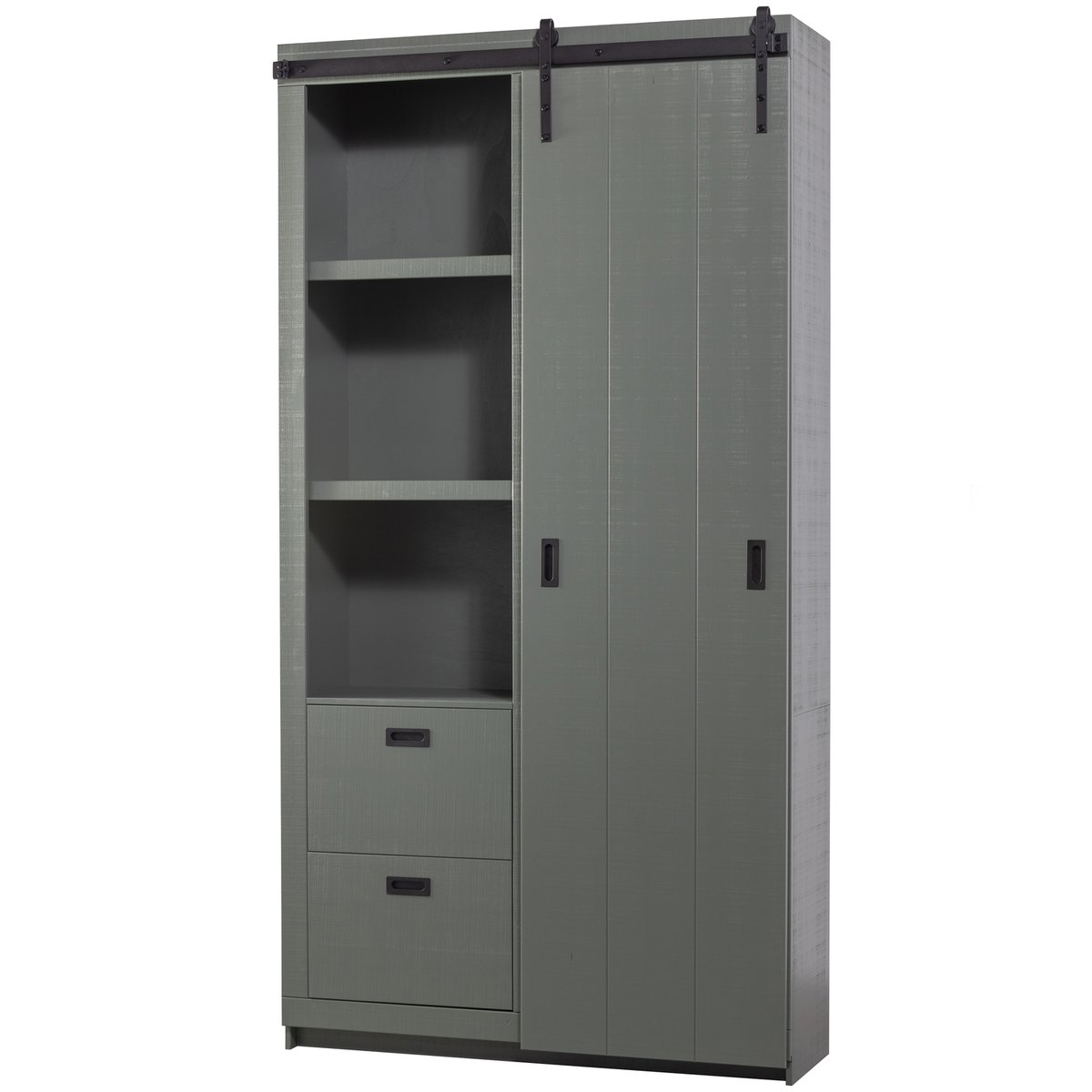 Armoire en pin porte coulissante SLIDE vert olive, VTWONEN