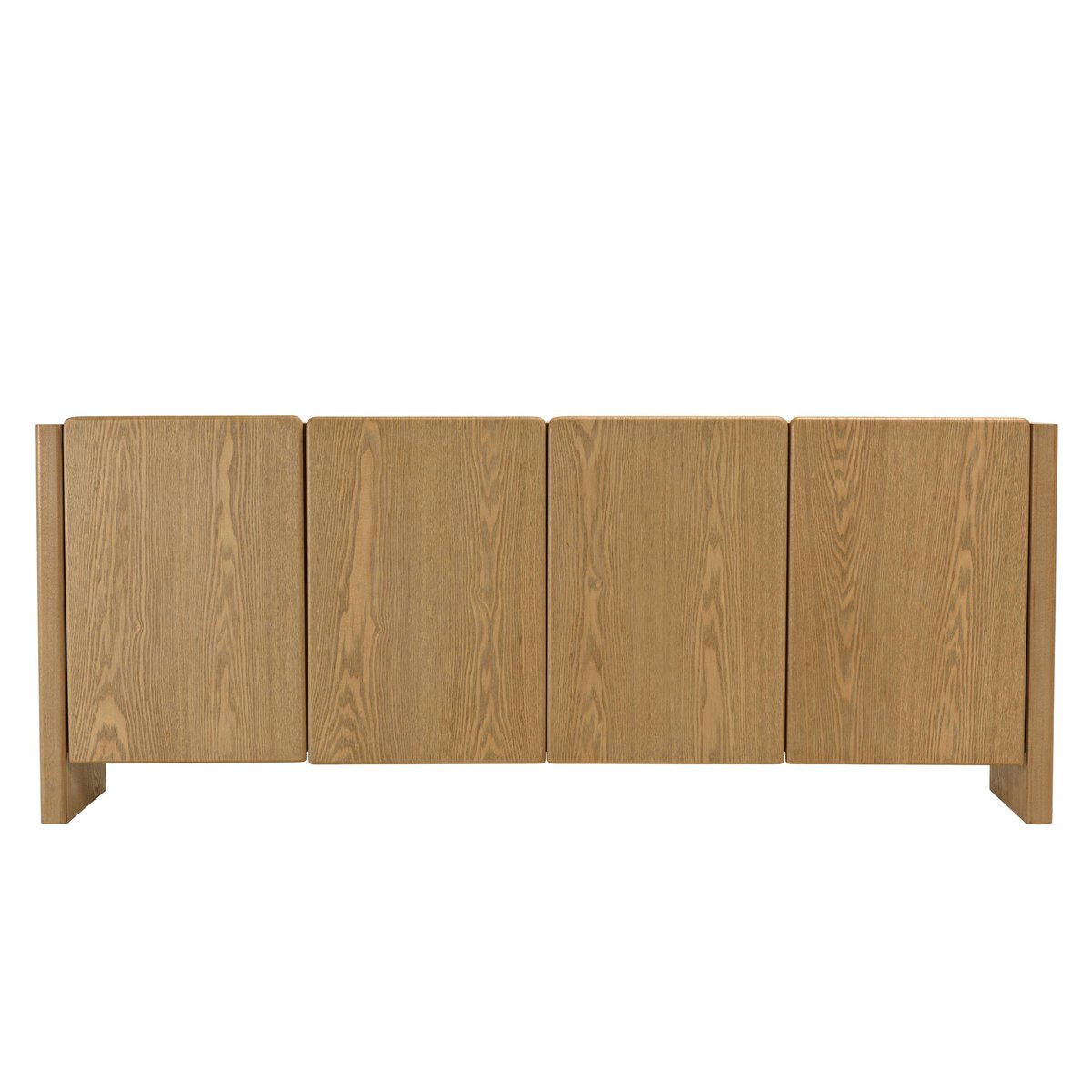 Buffet 190cm couleur naturelle 4 portes design arrondi VELAR bois naturel, PIER IMPORT