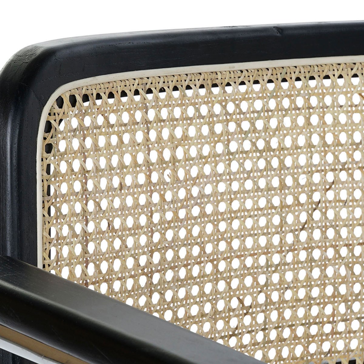 Chaise design bois d'orme noir, cannage rotin et métal 65.5x62x79cm noir, WADIGA