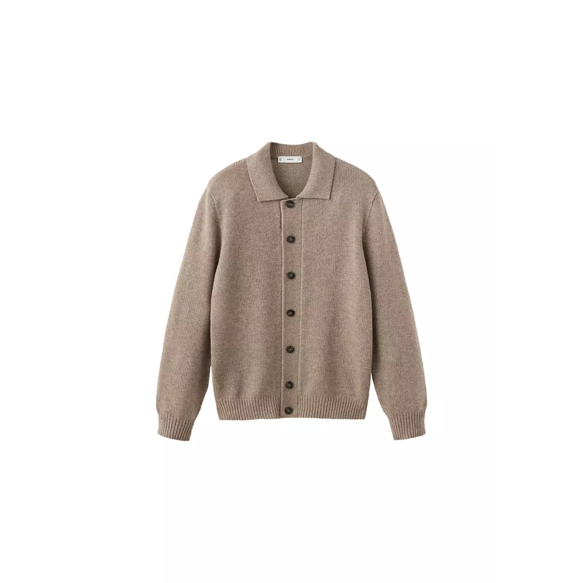 Cardigan maille laine mélangée beige, MANGO MAN