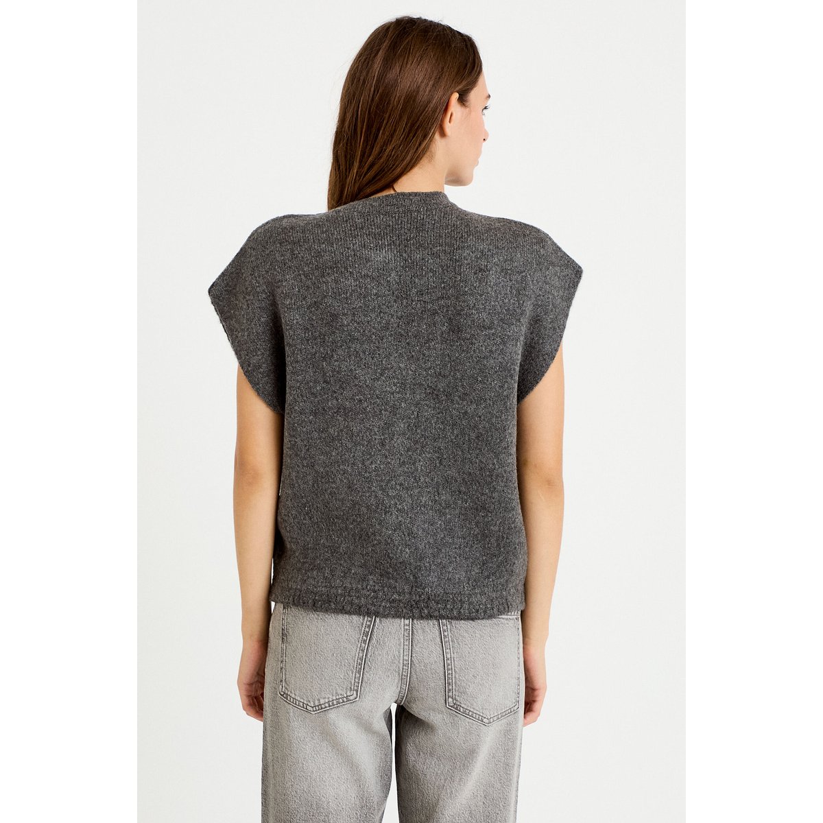 Gilet ample sans manches gris foncé, CACHE CACHE