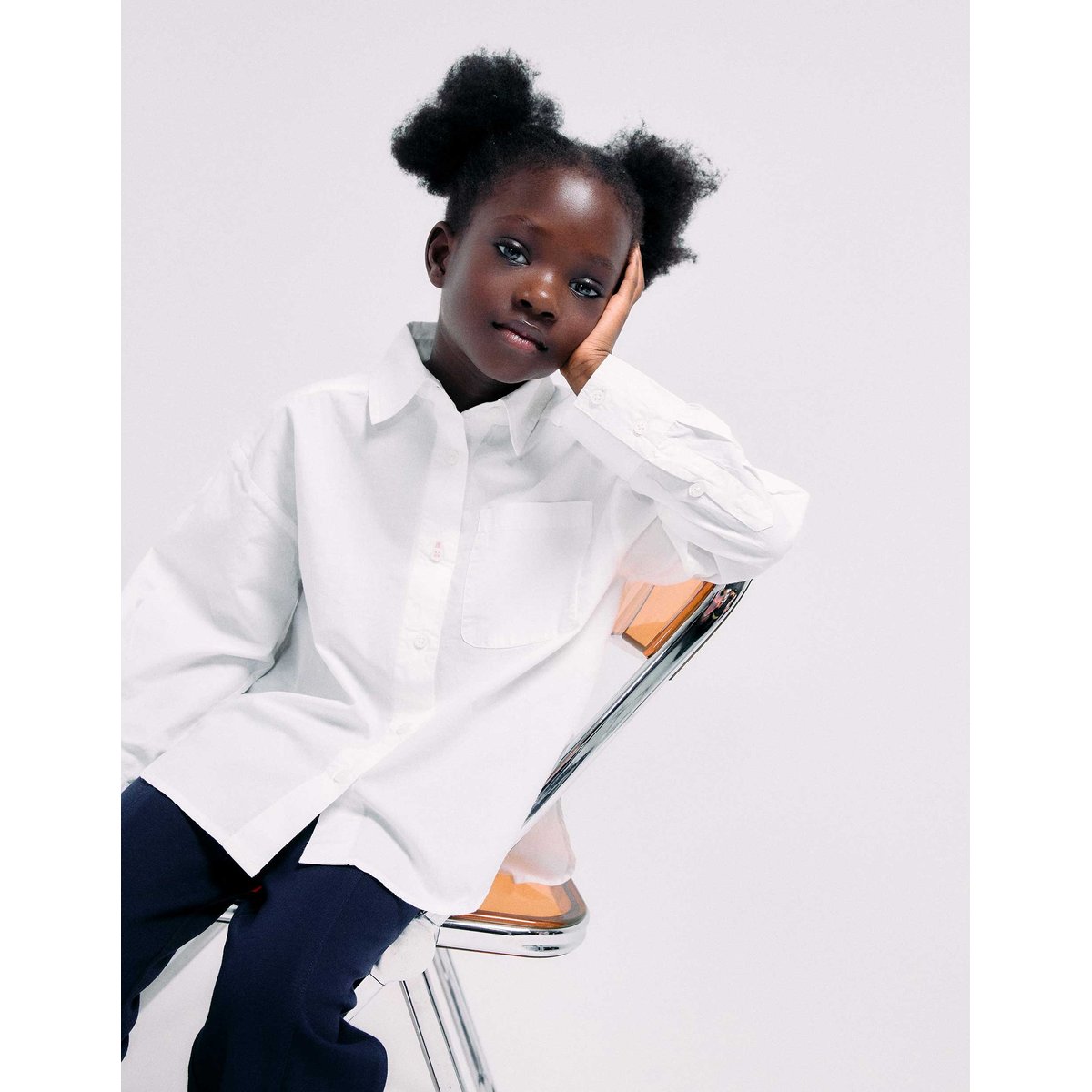 Chemise en popeline à manches longues avec épaules tombantes blanc, ZIPPY