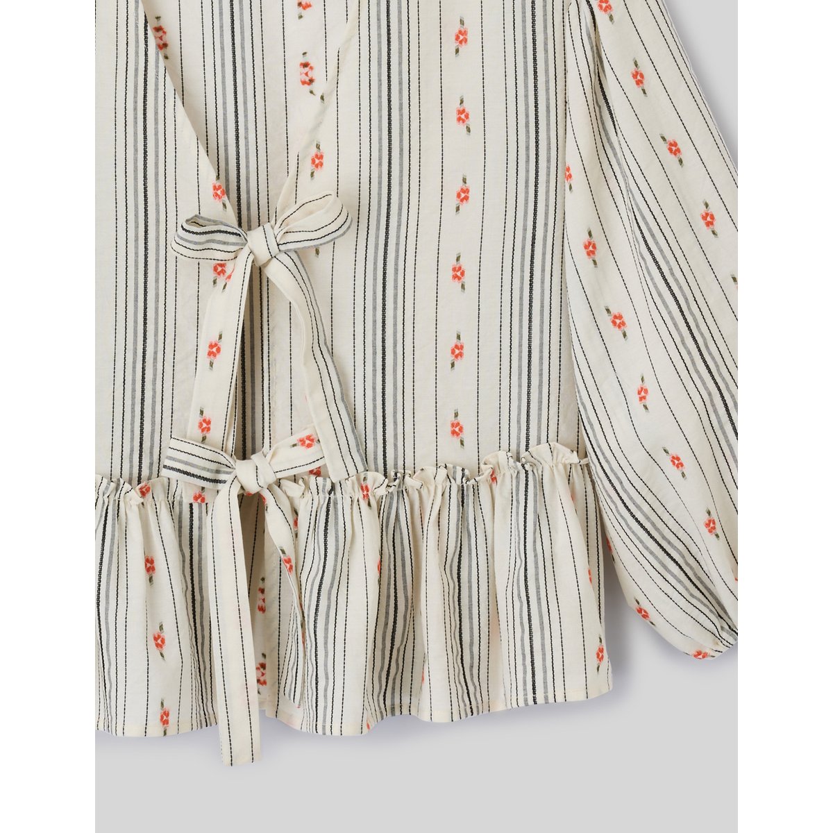 Blouse imprimée à nouer multicolore, BZB