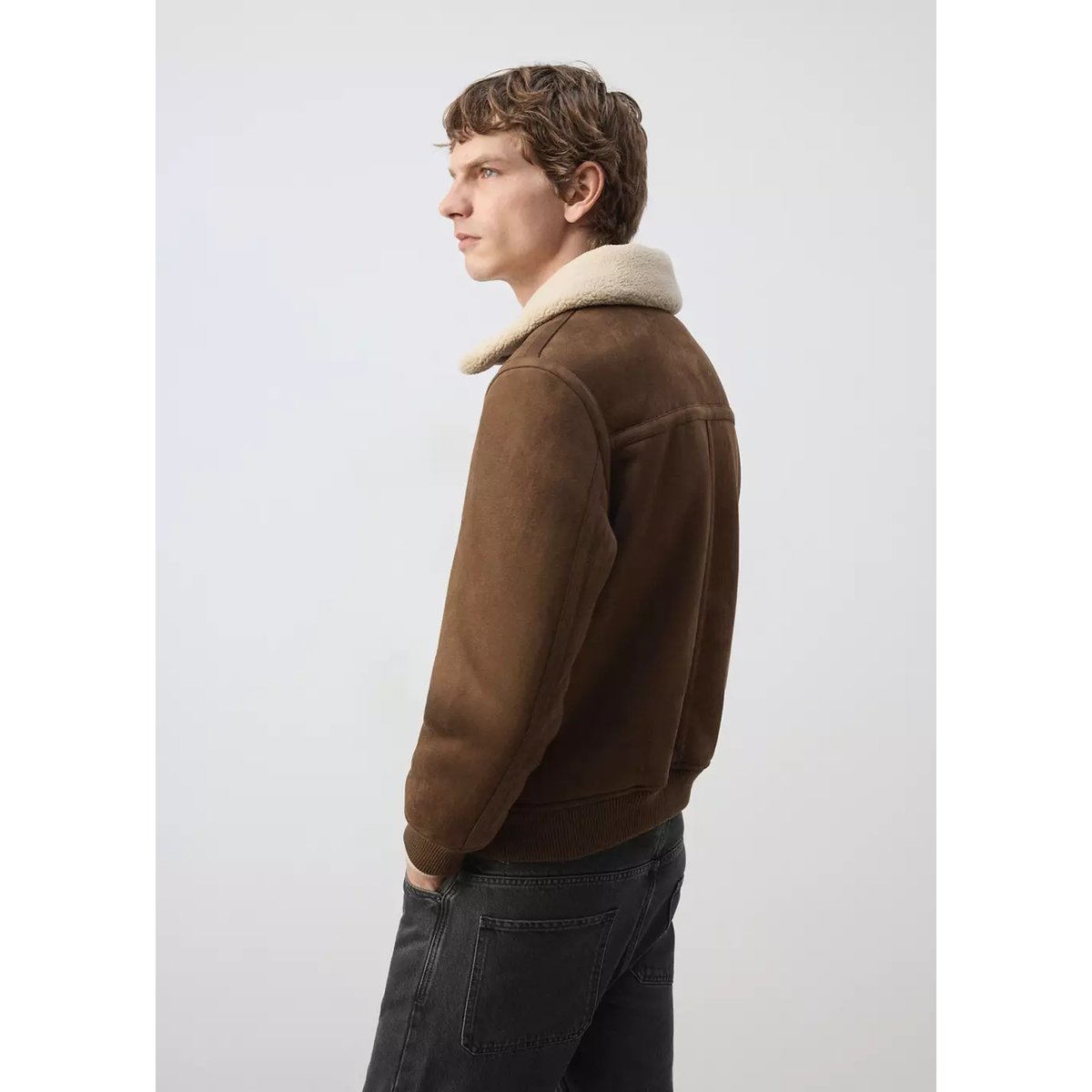 Veste imitation daim et mouton retourné tabac, MANGO MAN