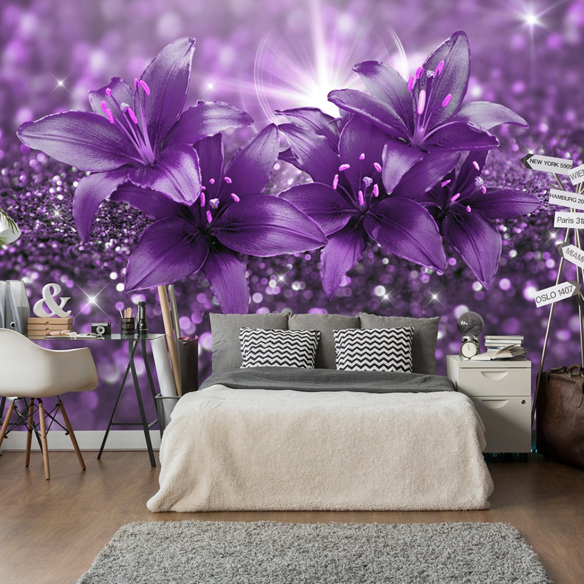 Papier peint intissé panoramique Fleurs Masterpiece of Purple violet, EDEN