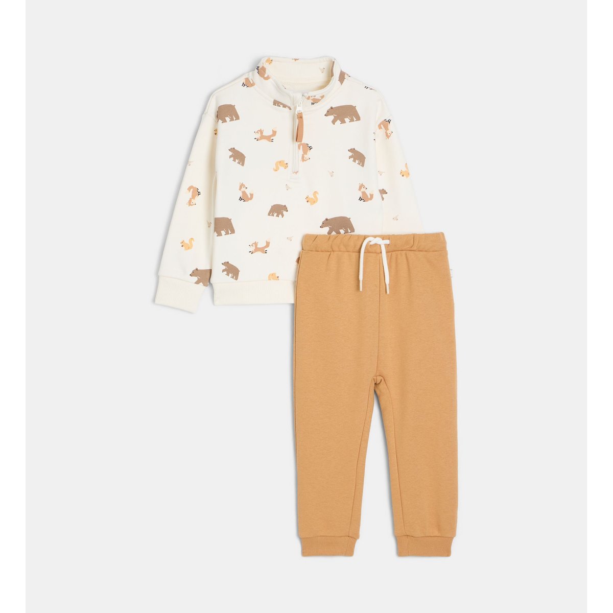 Ensemble 2 pièces tackson en coton ecru et marron, CADET ROUSSELLE