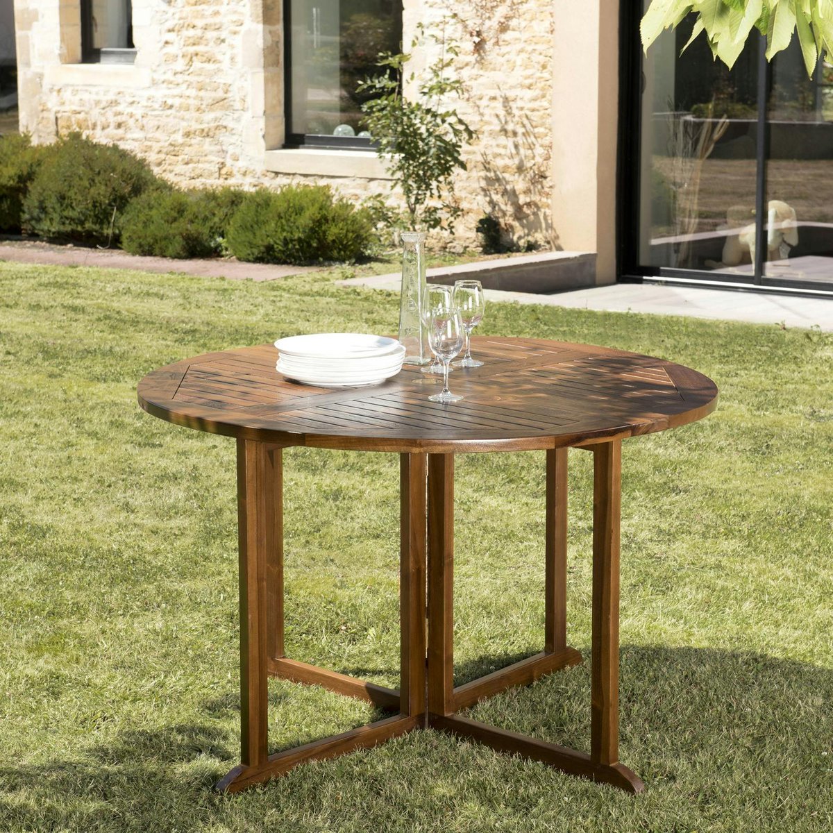 Table de jardin pliante papillon en teck 120 cm MACAO bois naturel, PIER IMPORT