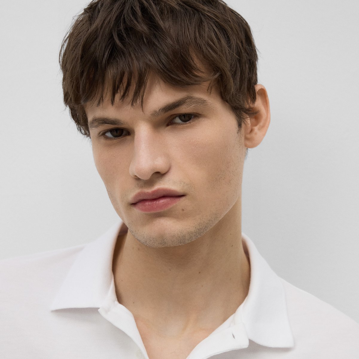 Polo piqué en coton biologique blanc, ADOLFO DOMINGUEZ