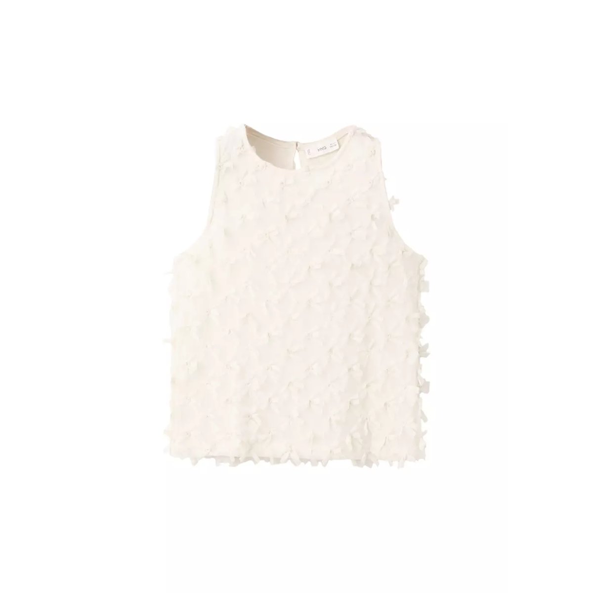 T-shirt fleurs relief blanc cassé, MANGO KIDS