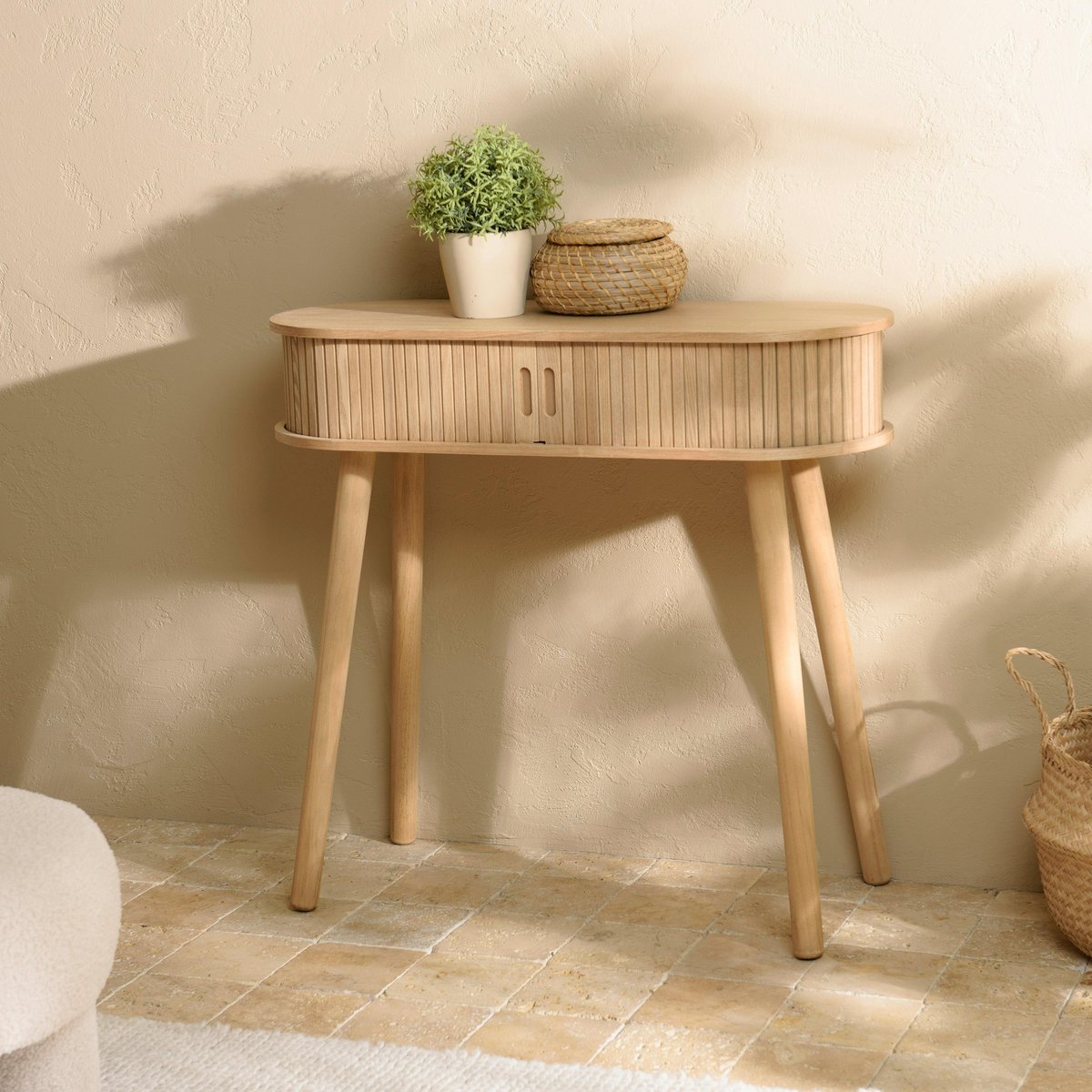 Console ovale  en bois couleur naturelle CASTILLE bois naturel, PIER IMPORT