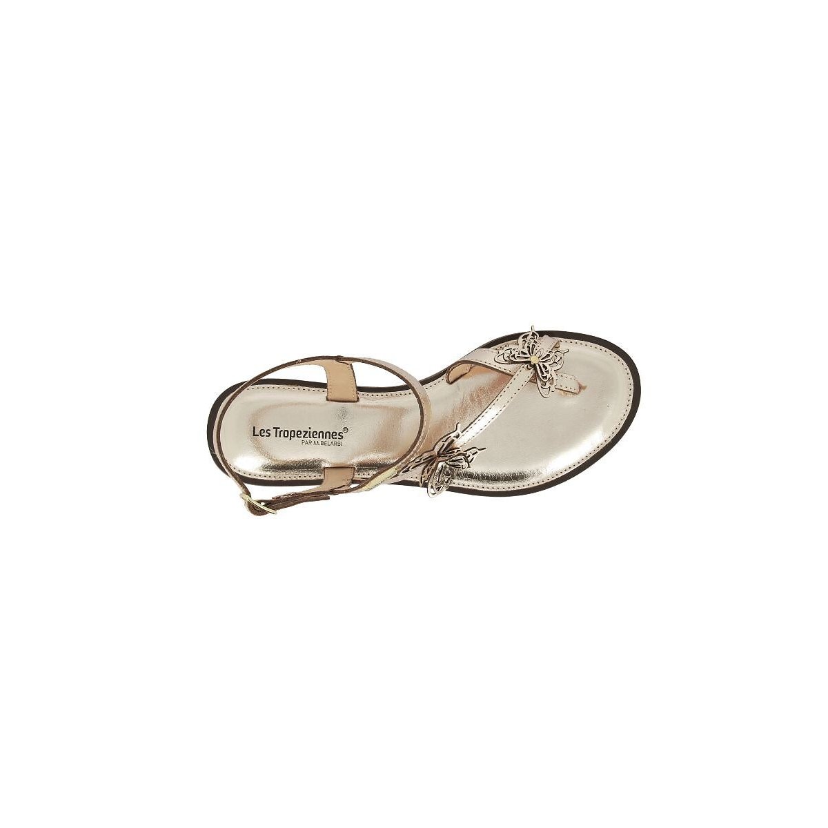 Hesperi Toe Post Sandals in Leather gold-coloured, LES TROPEZIENNES PAR M.BELARBI