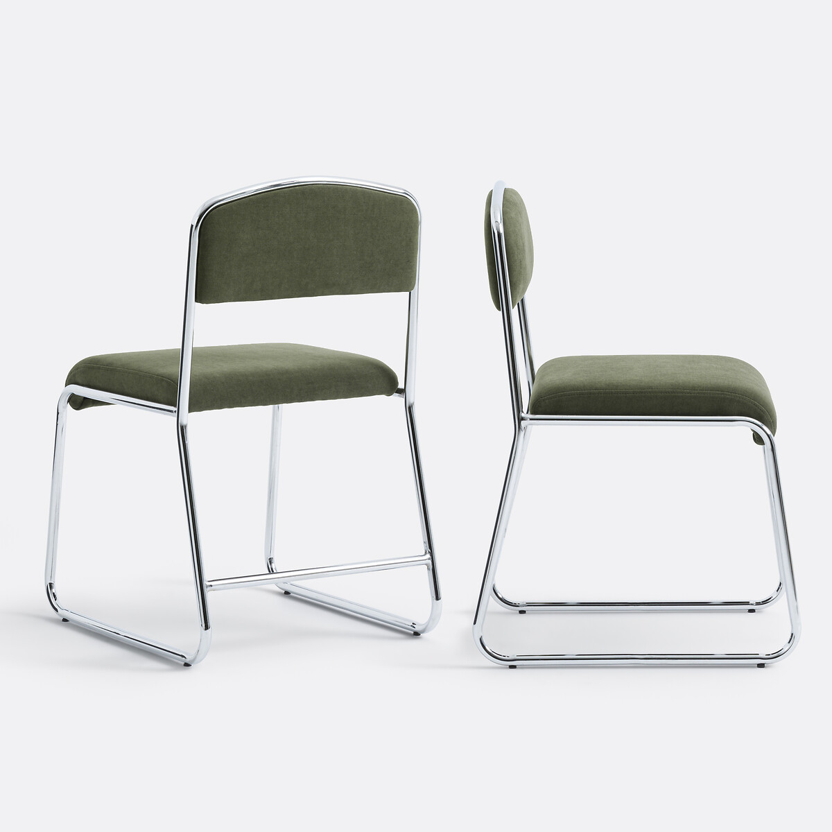 Lot de 2 chaises chrome et tissu, Celestina vert, LA REDOUTE INTERIEURS