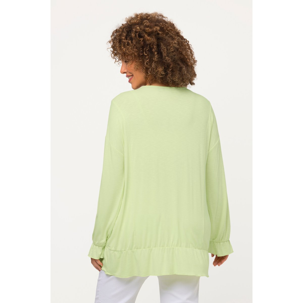 T-shirt, volants, oversize, col rond vert citron, ULLA POPKEN