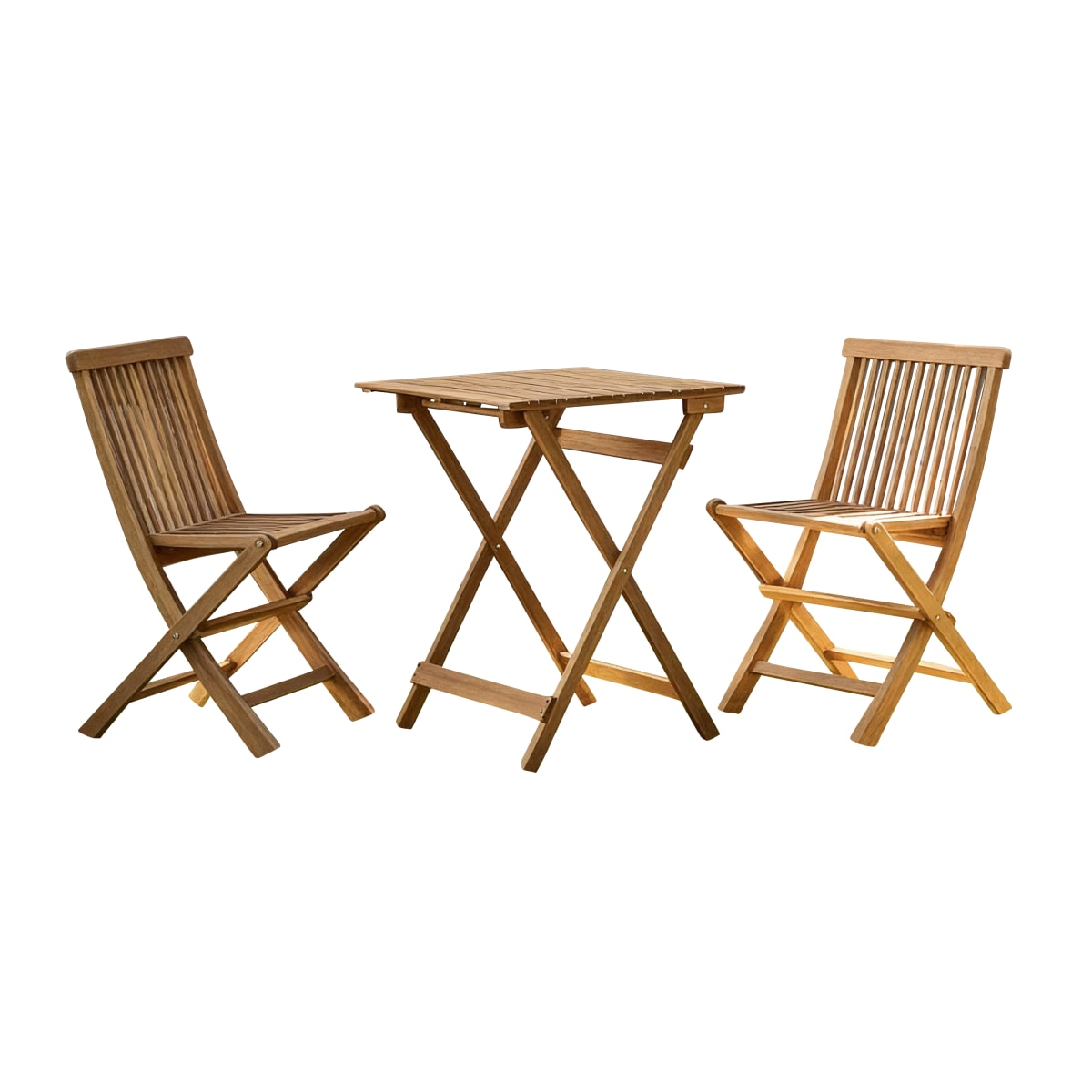 Ensemble table et chaises de jardin en Acacia massif, BISTRO marron, TIKAMOON