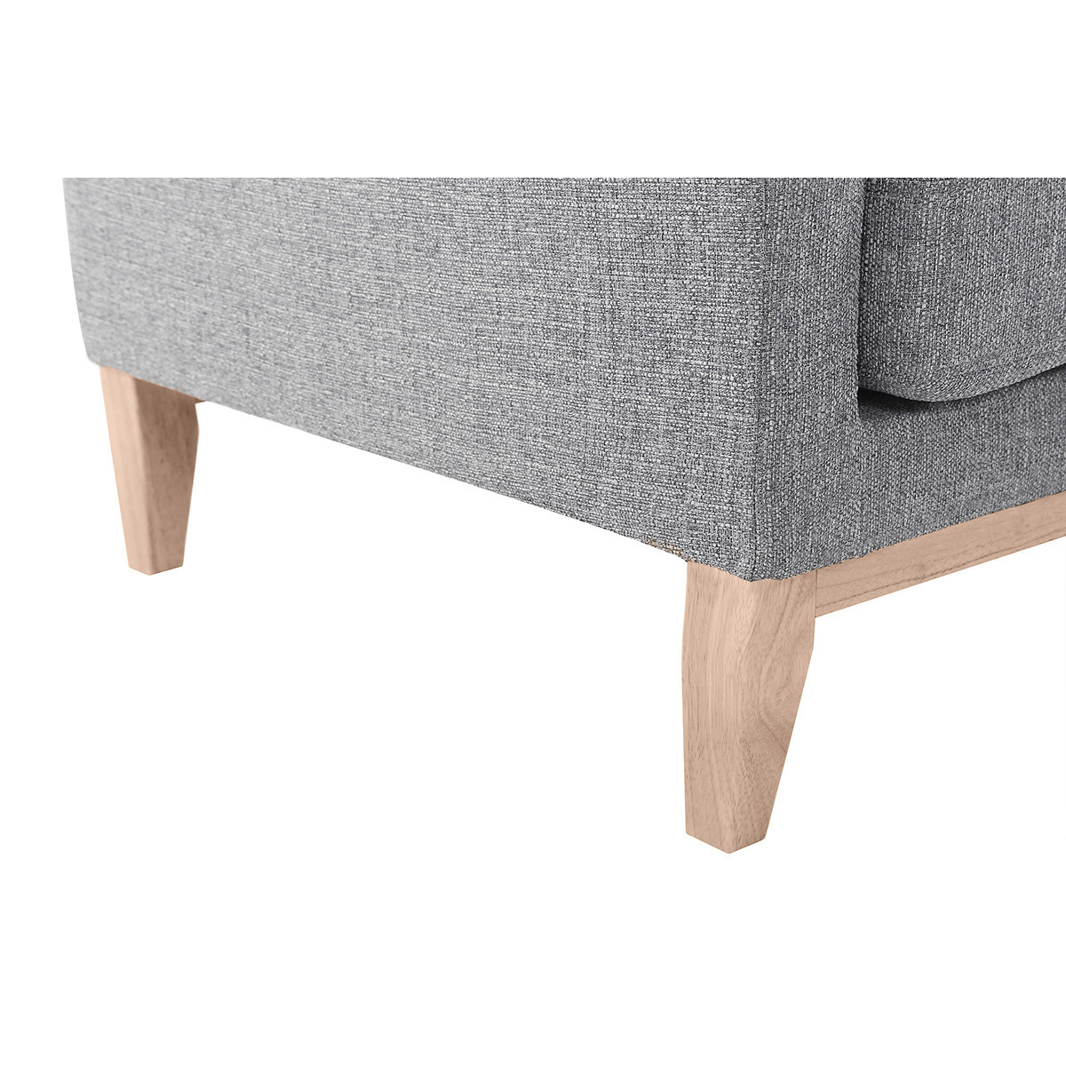 Canapé d'angle droit scandinave déhoussable 4 places en tissu et bois OSLO gris, MILIBOO