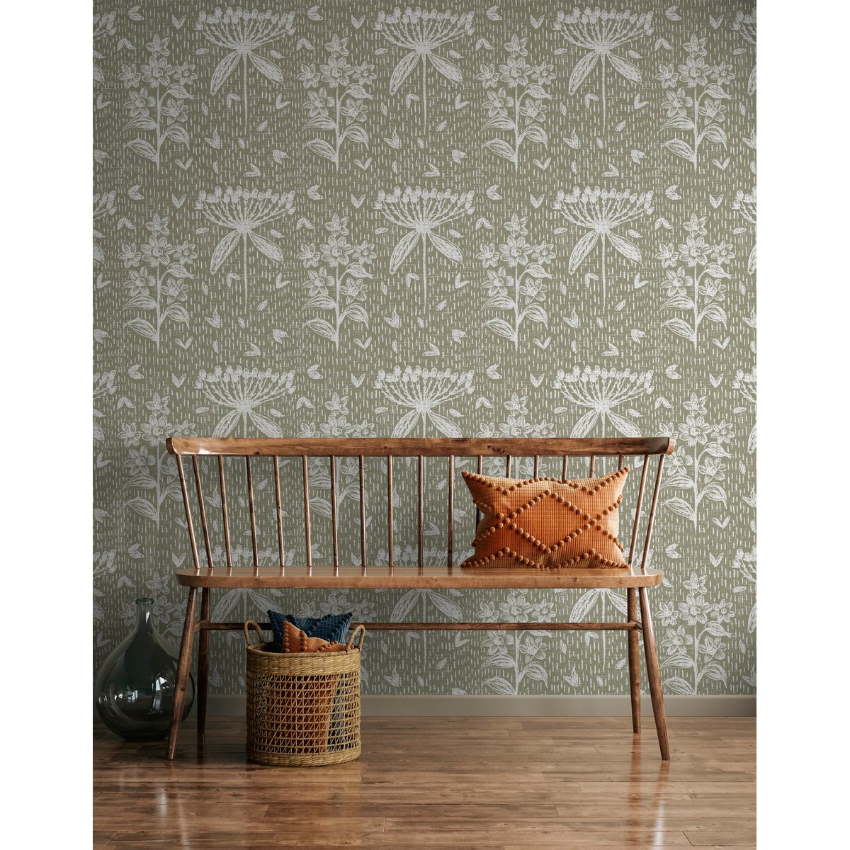 Papier peint panoramique Flor - motifs floraux graphiques, intissé 150g, made in France gris, LE PAPIERS DE NINON
