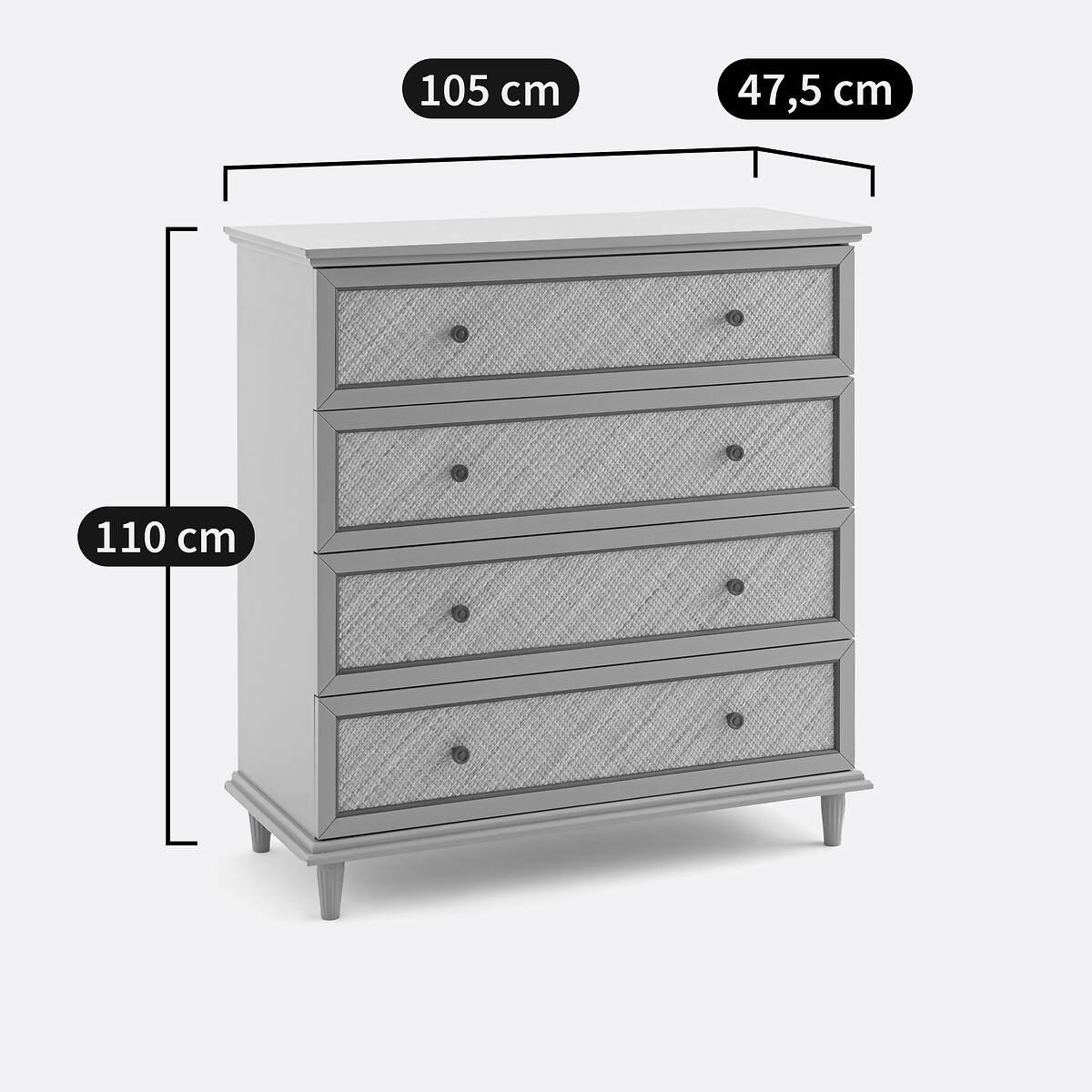 Kommode Sidore mit 4 Schubladen grautürkis, LA REDOUTE INTERIEURS