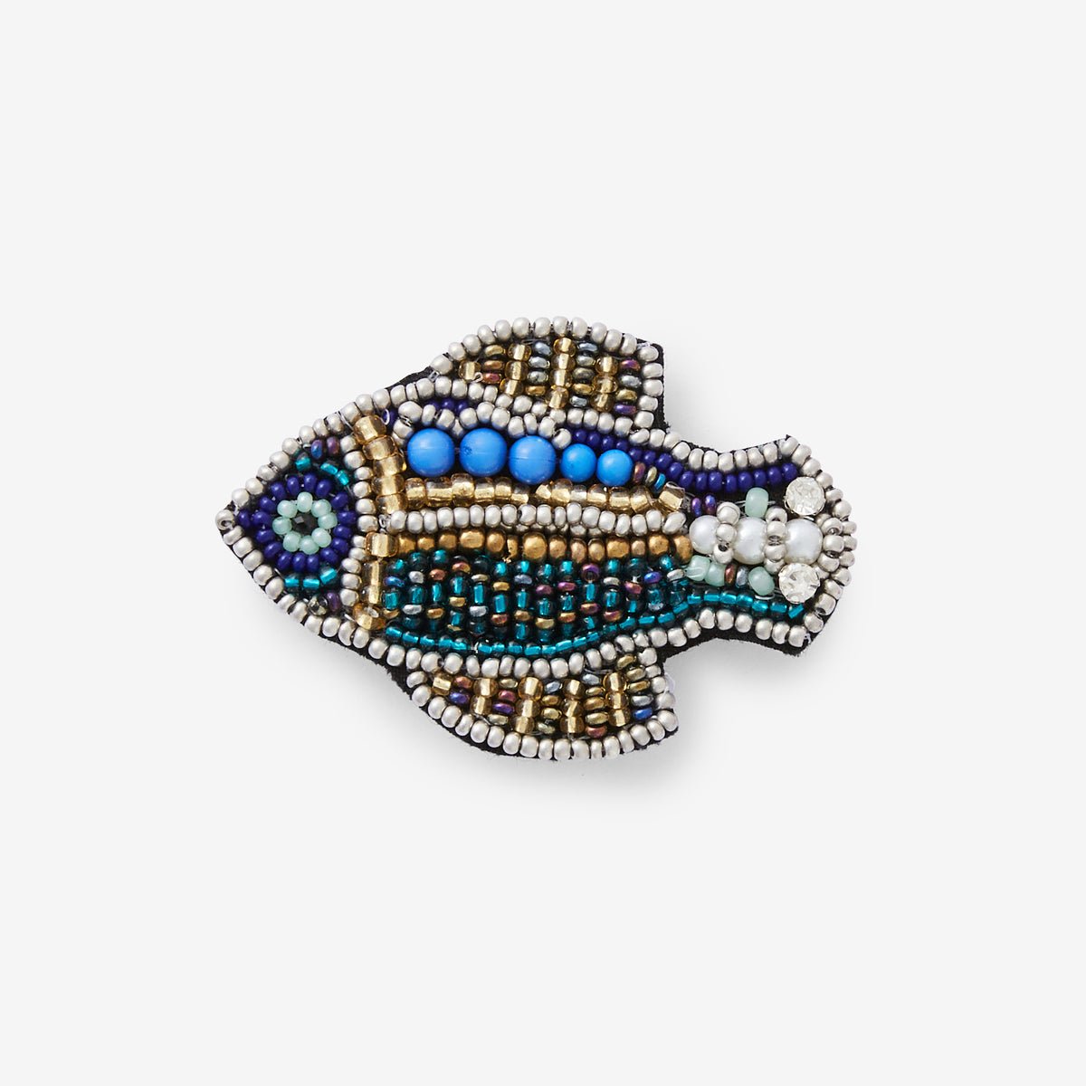 Broche poisson perles de rocaille bleu, BALABOOSTE