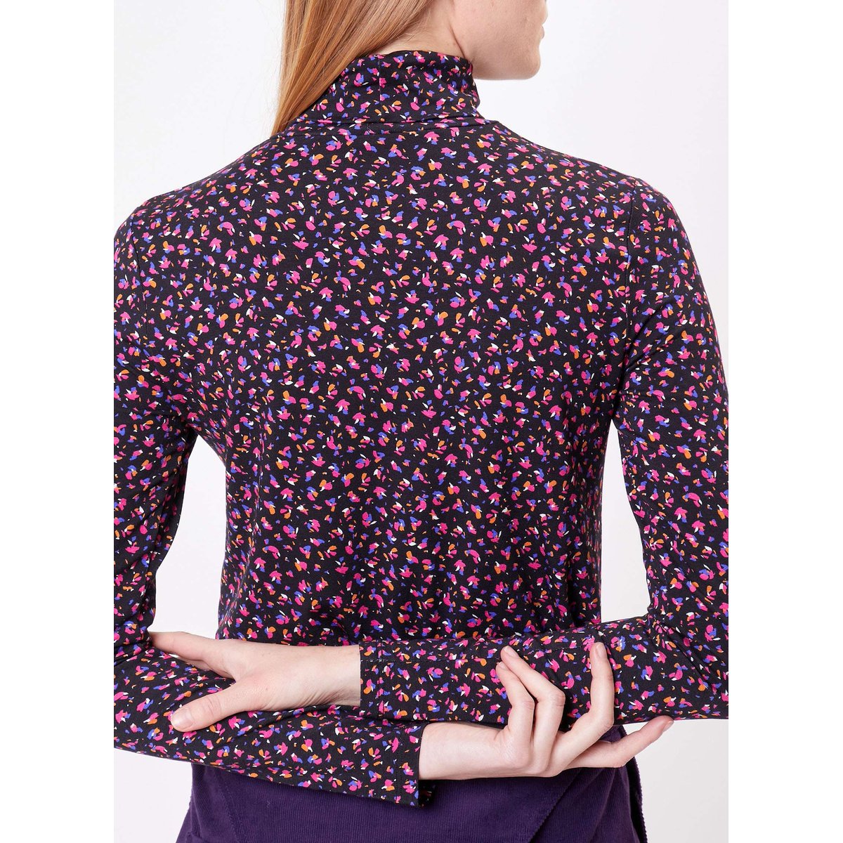 Top col roulé imprimé RON violet confetti, PRINCESSE NOMADE