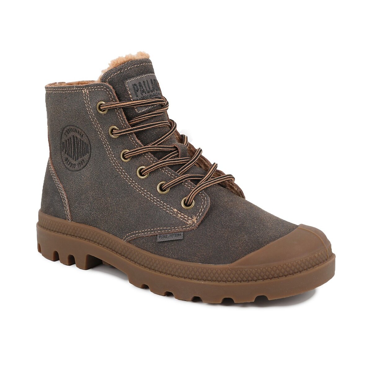 Botins em pele forrados PAMPA ZIP WL PILOT castanho escuro, PALLADIUM
