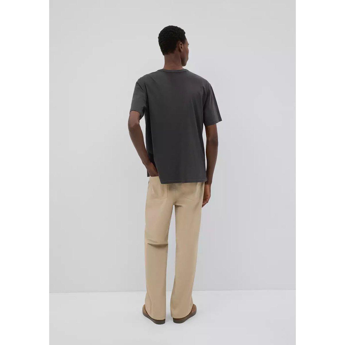 T-shirt coton manches courtes gris anthracite, MANGO TEEN