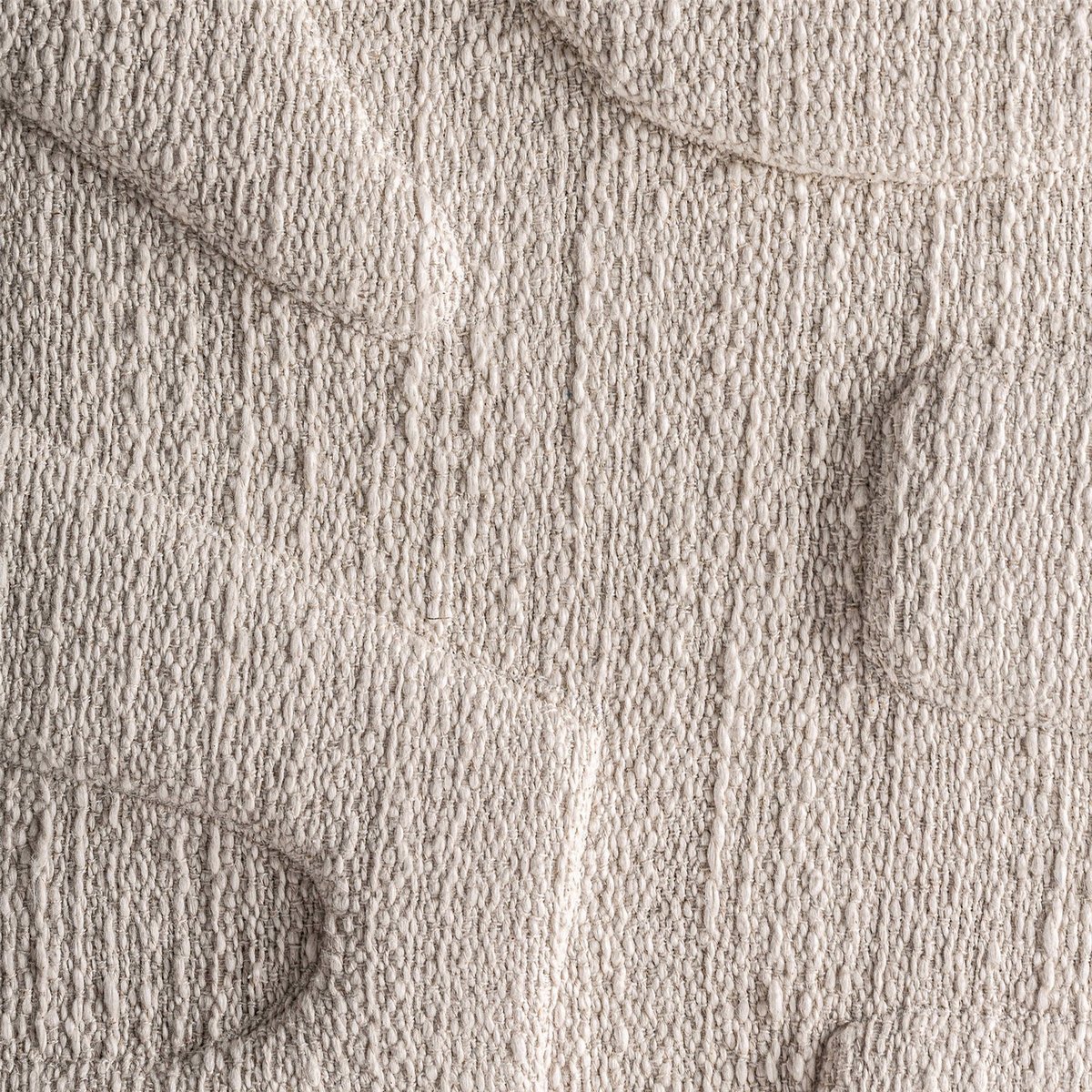 Tableau abstrait contemporain en coton blanc cassé naturel et bois clair, RECOLLECTION