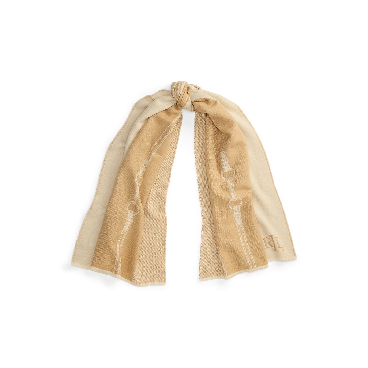 Tweekleurige sjaal met paardensportmotief camel/beige, LAUREN RALPH LAUREN