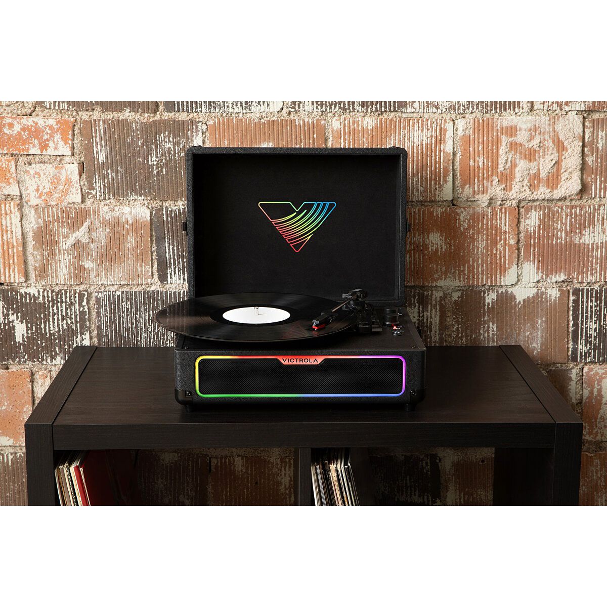 Platine vinyle GLOW FORMAT VALISE AVEC LEDS RGB couleur unique, VICTROLA