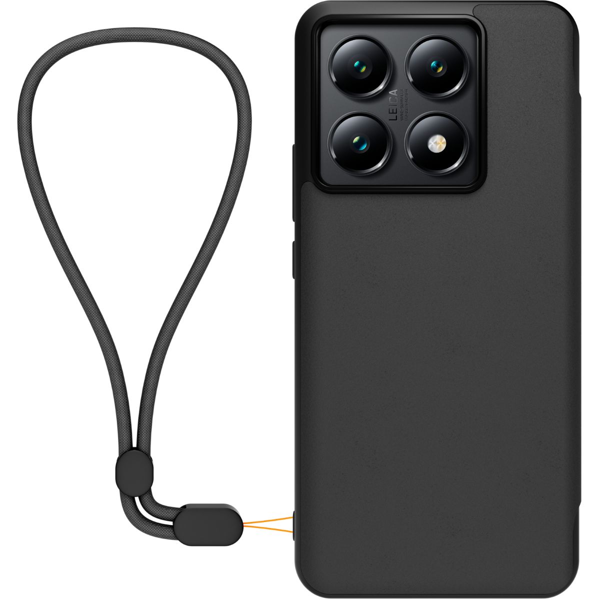 Etui avec cordon Xiaomi 14T PRO Premium Noir couleur unique, MADE FOR XIAOMI