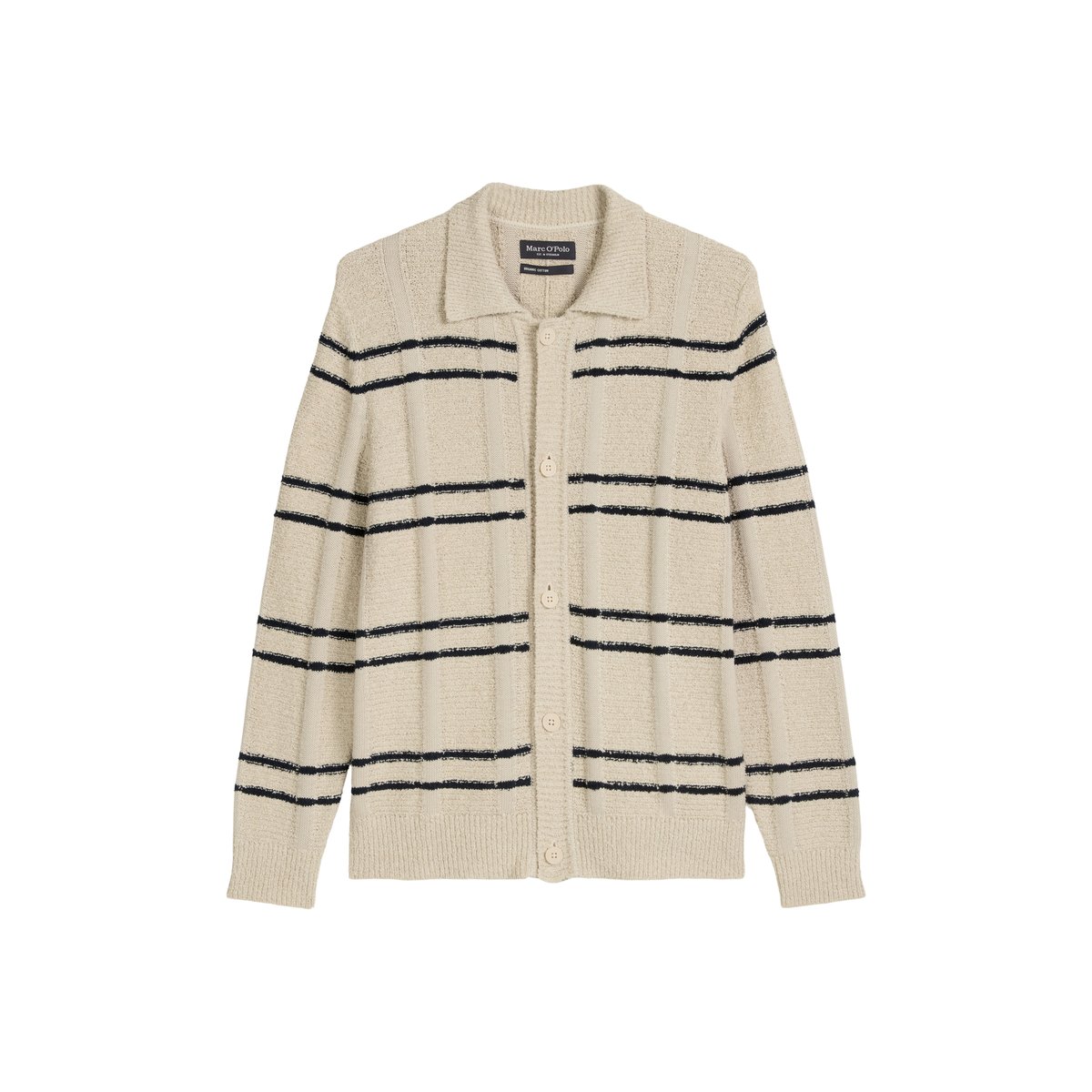 Veste en tricot avec col regular avec un mélange de structures captivant beige, MARC O'POLO