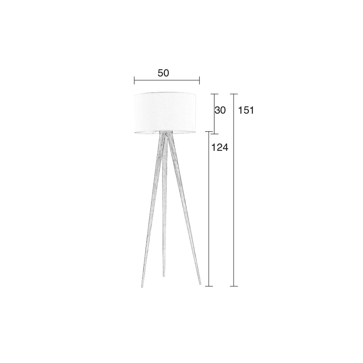 Lampadaire design en bois scandinave, TRIPOD WOOD noir, ZUIVER