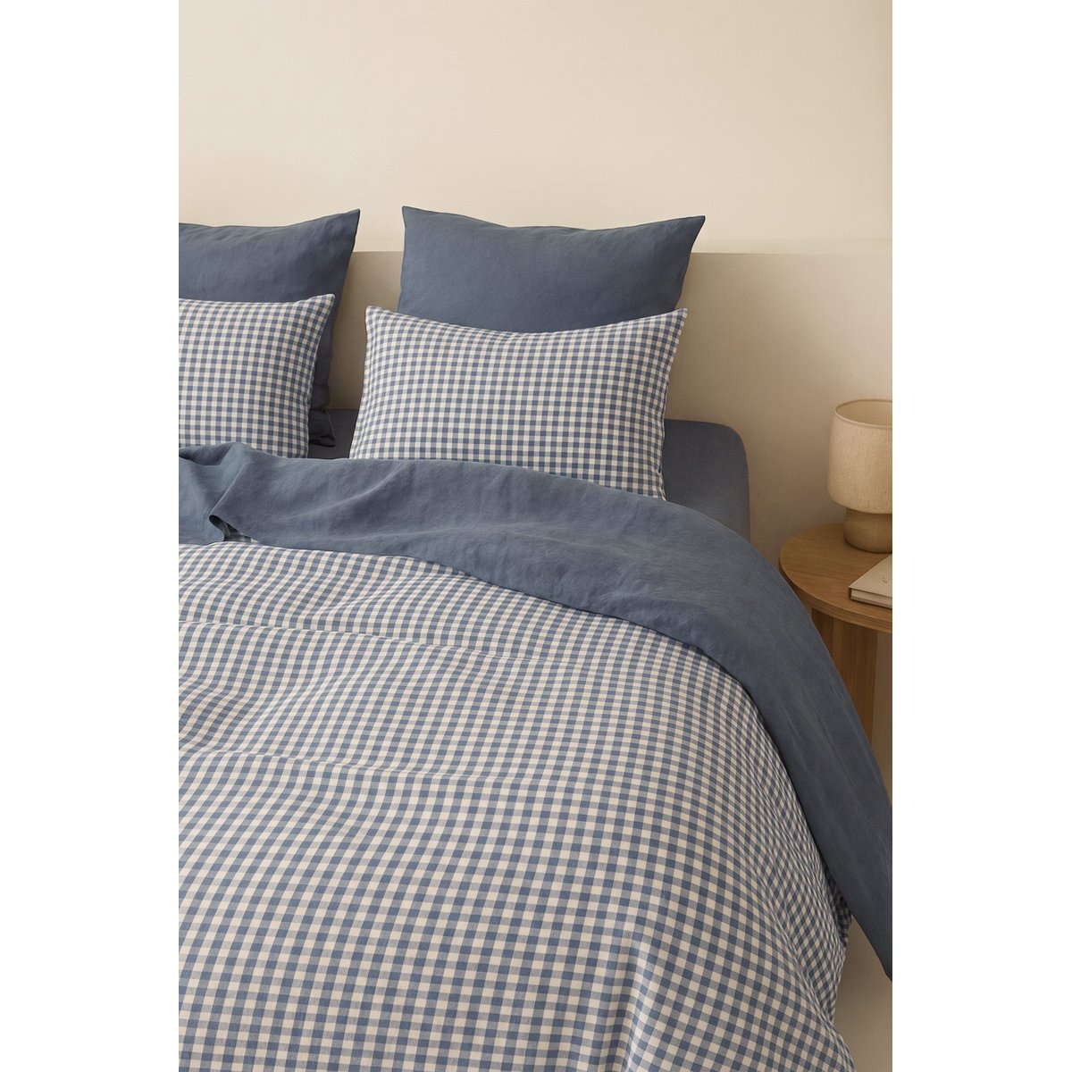 Taie d'oreiller (x2) coton lavé LUNAS bleu orage, FEBRONIE