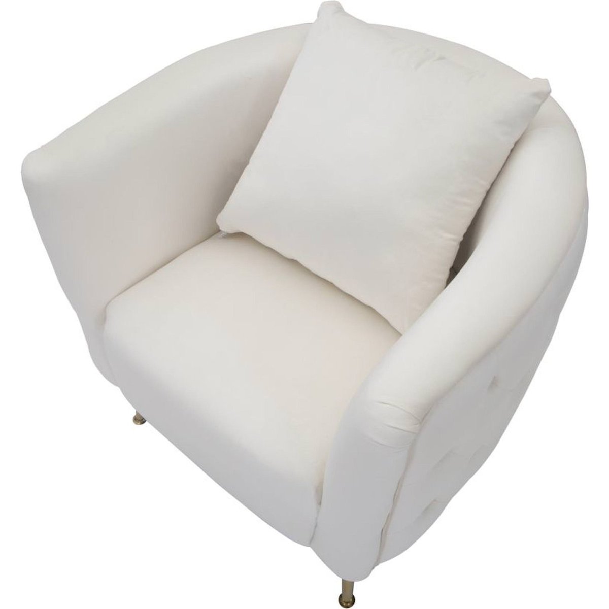 Fauteuil capitonné pieds en métal GLAM crème et doré, RECOLLECTION