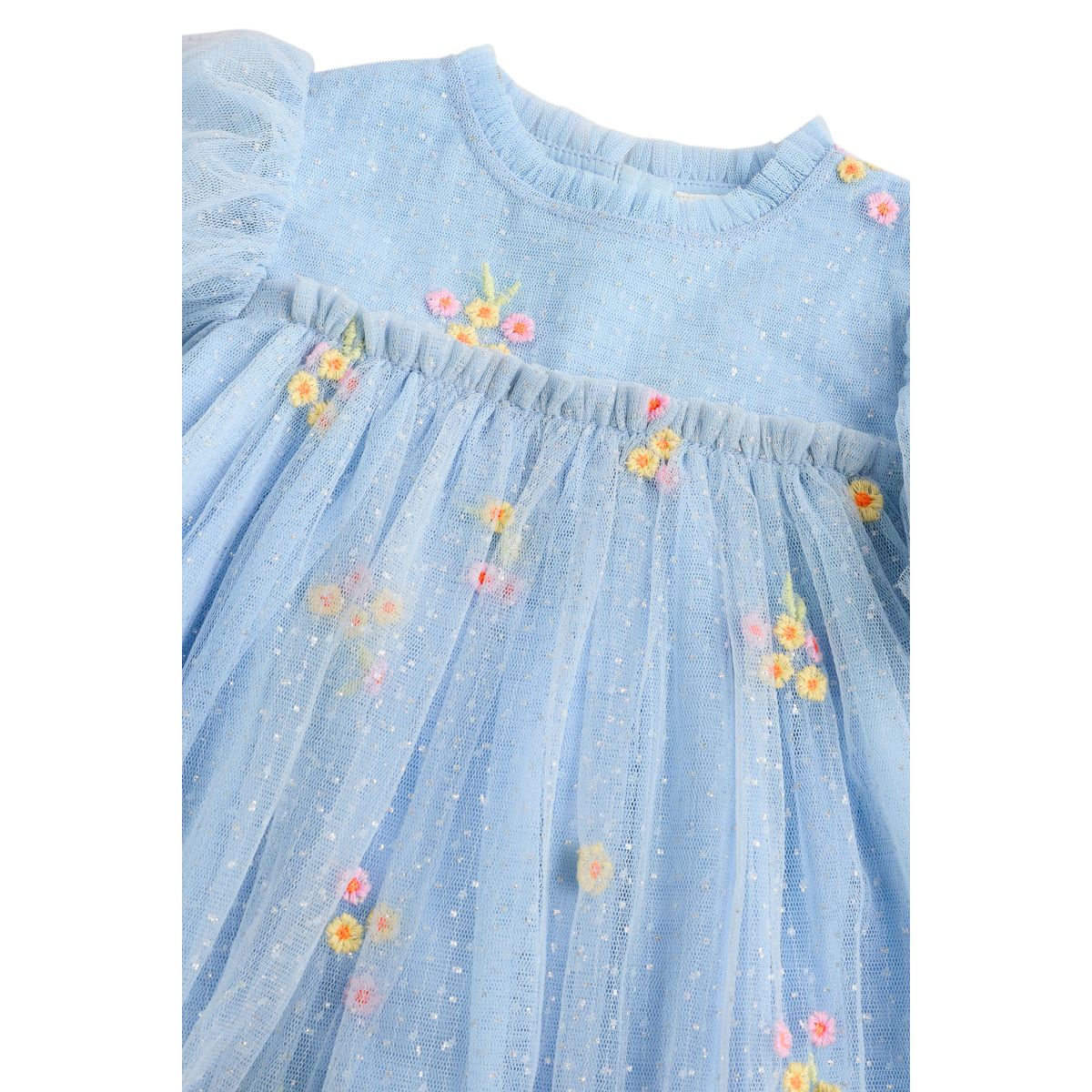 Robe en mesh bébé fleur bleue brodée, NEXT