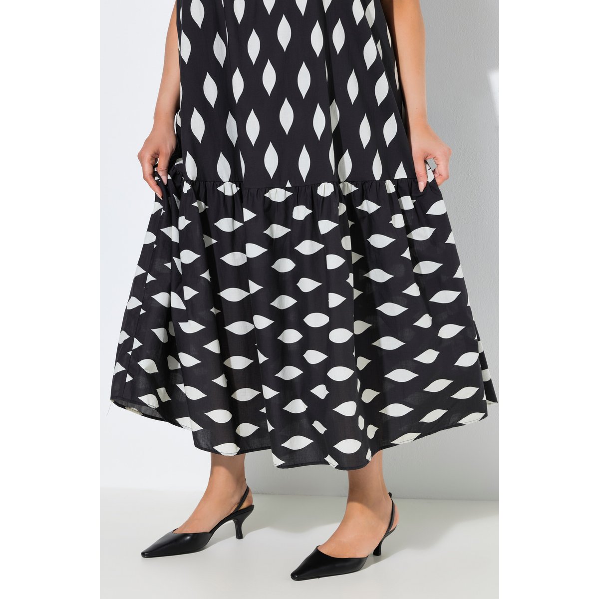 Robe maxi motif alvéoles noir, ULLA POPKEN