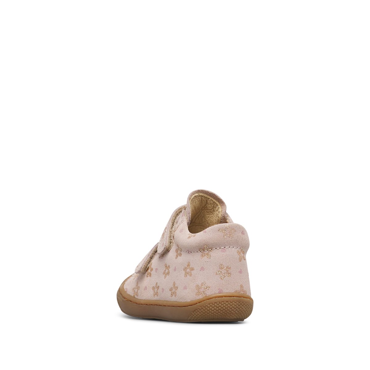Chaussures premiers pas en suède COCOON VL rose poudré-platine, NATURINO