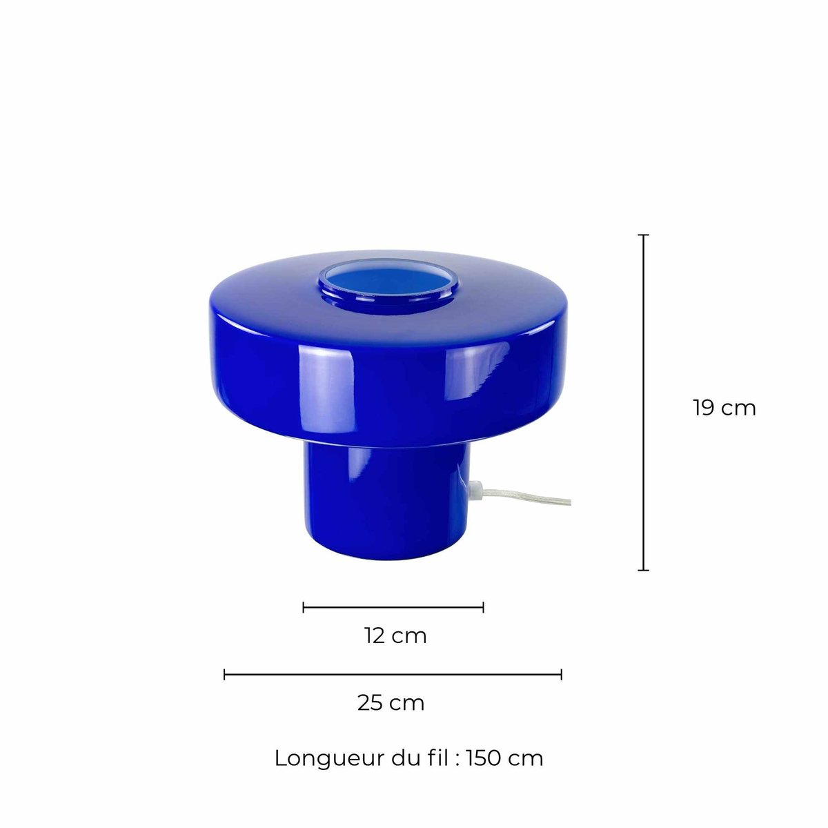 Lampe à poser en verre, FOZA bleu, C-CREATION