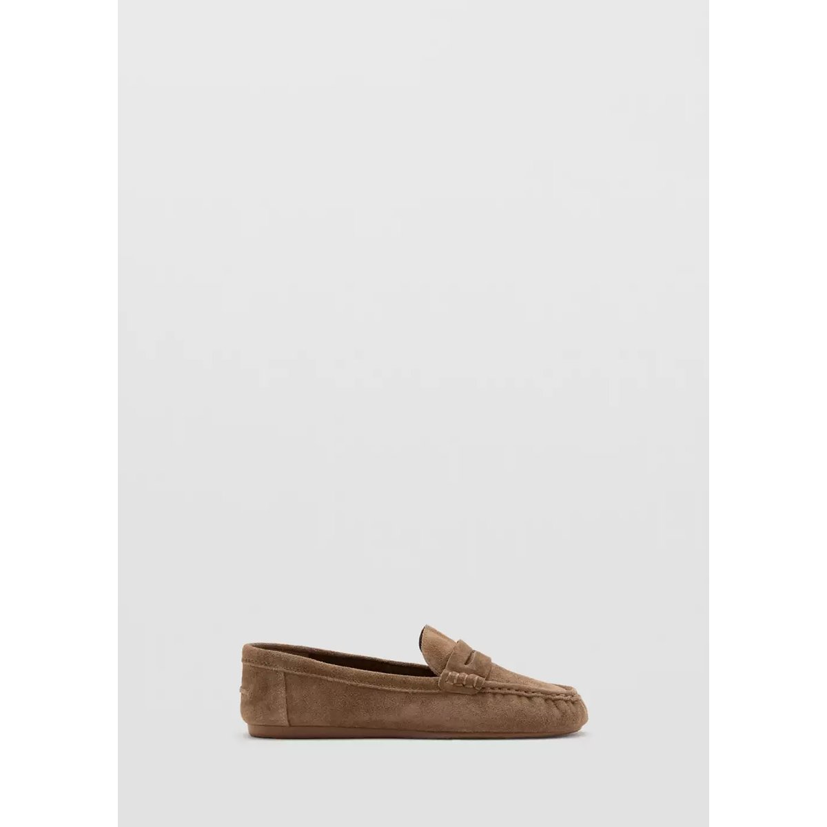 Mocassins suède détail en forme de masque marron moyen, MANGO