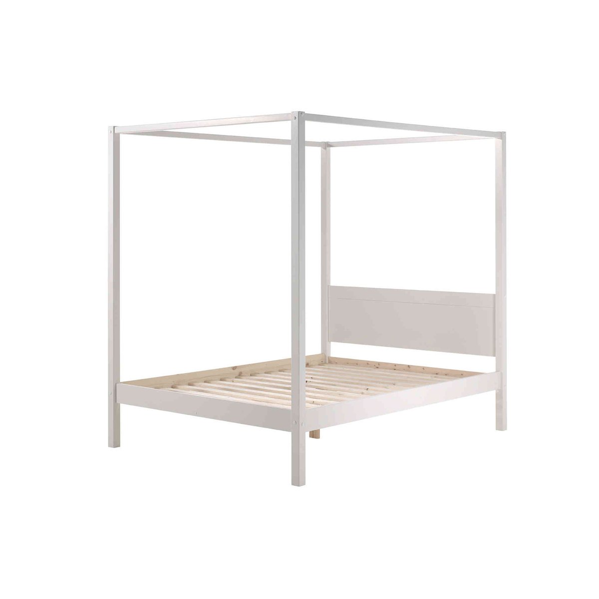 Lit baldaquin en bois massif blanc, TERRE DE NUIT