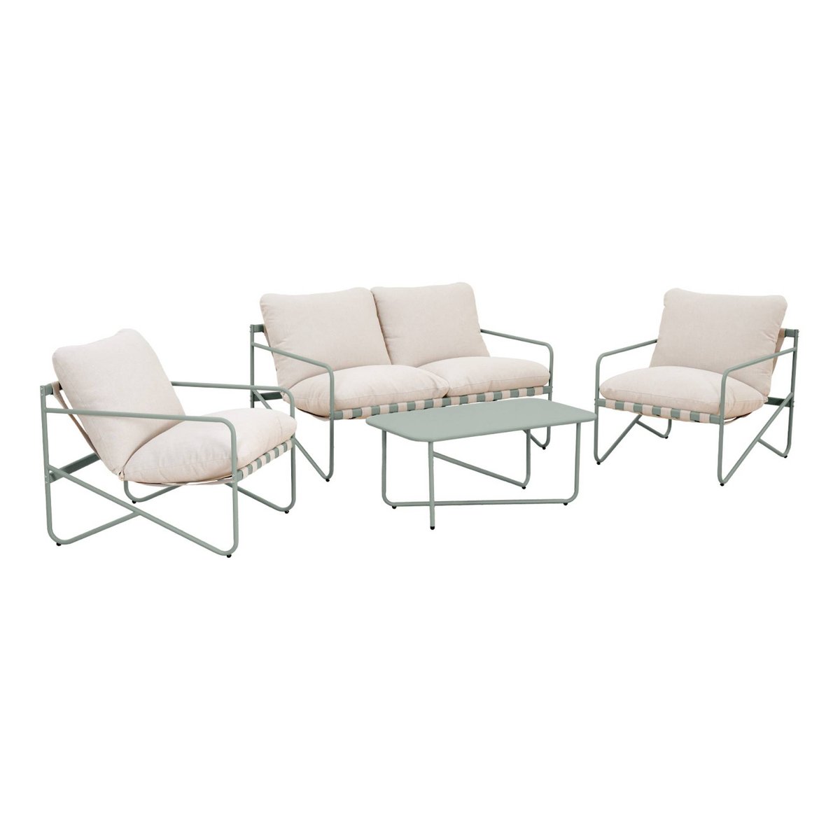 Salon de jardin acier 4 places ALCAMO kaki / beige, SWEEEK