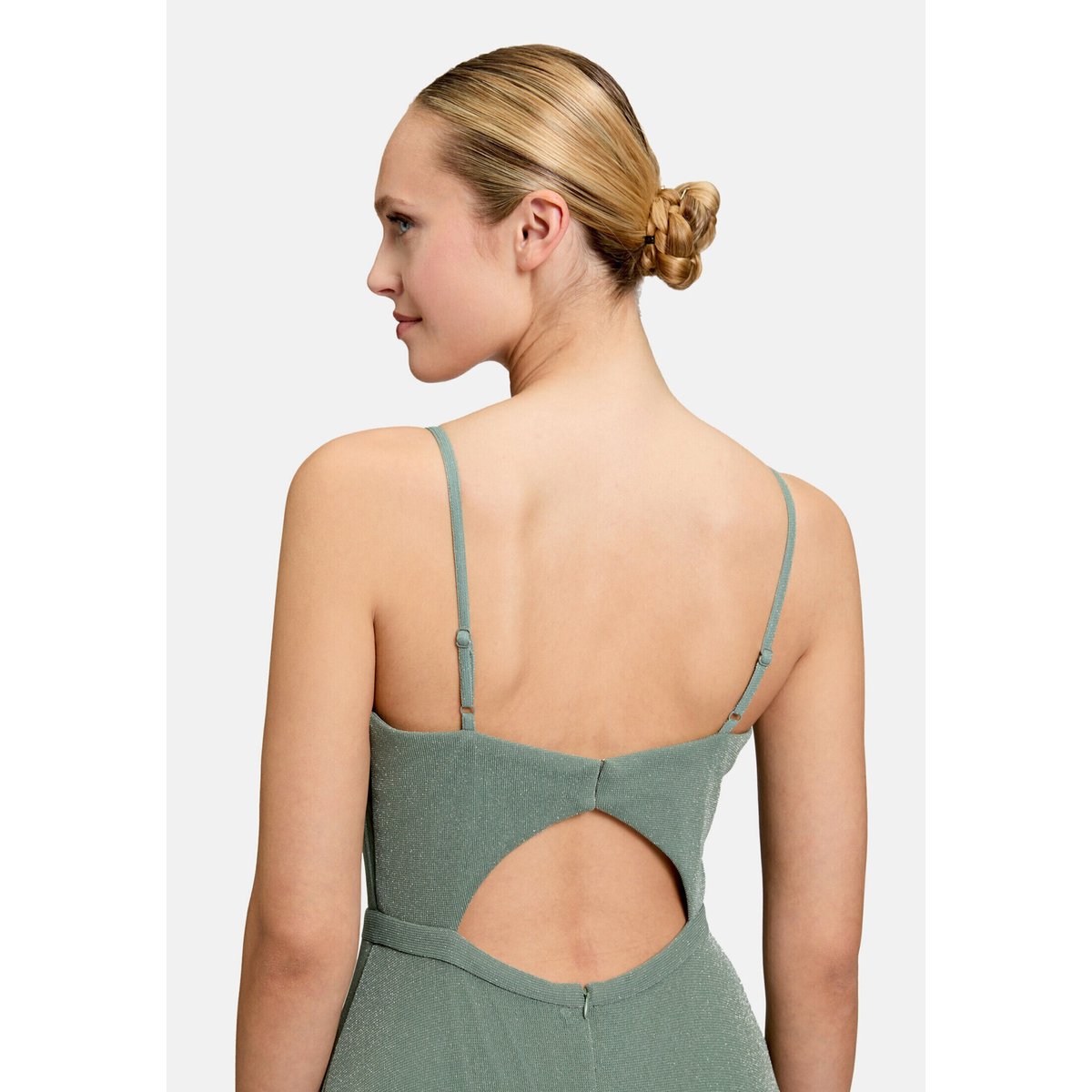 Robe de soirée à fils de fil textile green/silver, VERA MONT
