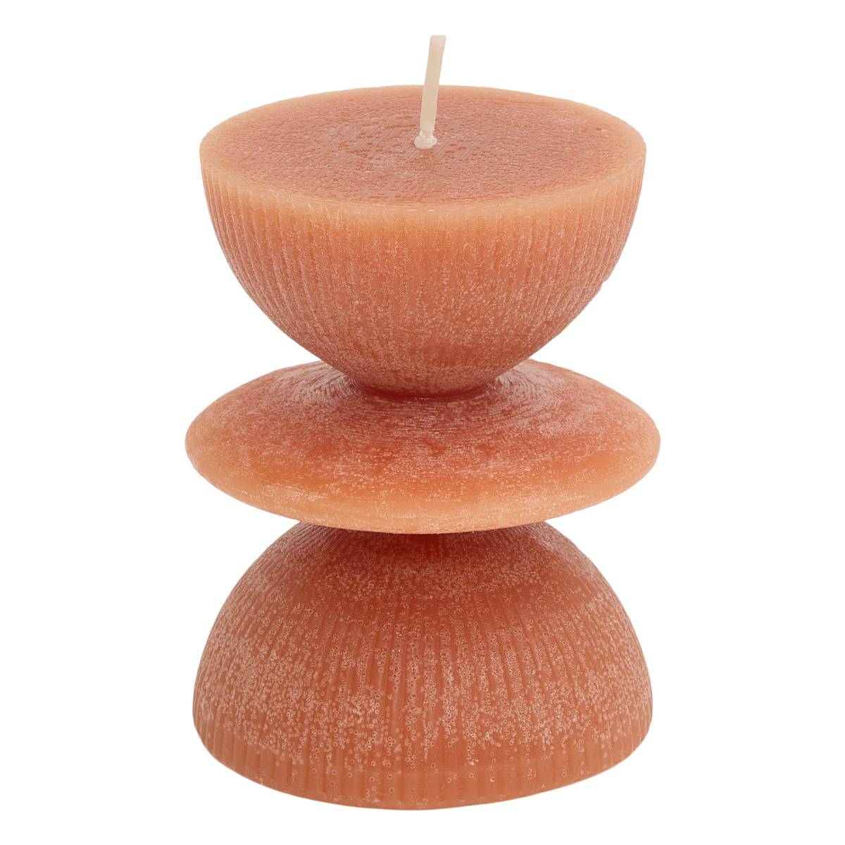 Bougie décorative Homy ronde H.9cm orange, ATMOSPHERA