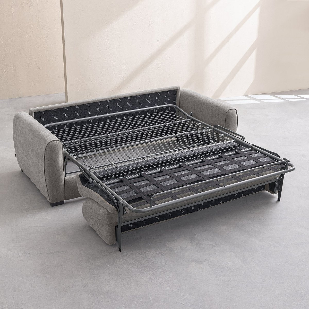 Canapé convertible - Matelas 16cm - Tissu Lugano CANBERRA vert, HABITAT