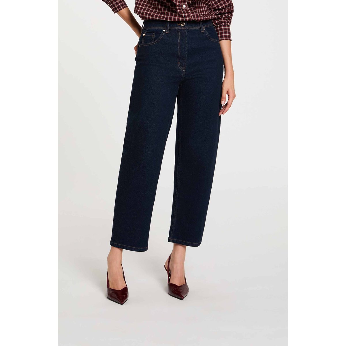 Jean droit taille haute denim brut, MORGAN