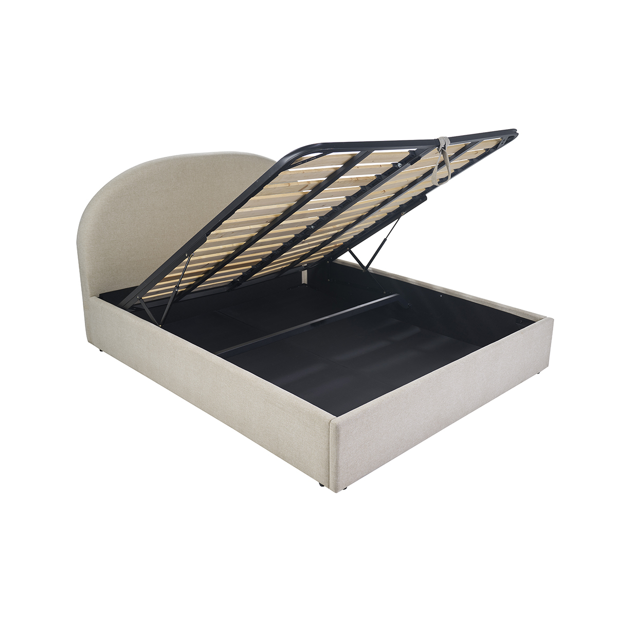 Lit coffre 2 places 160x200 cm en tissu beige OREN beige, MILIBOO