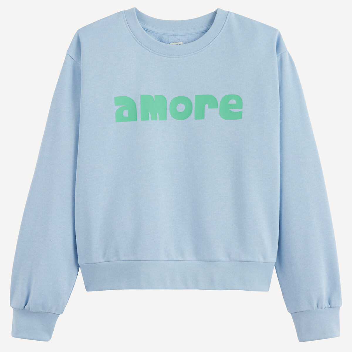 Sweat col rond, en molleton, message Amore bleu, LA REDOUTE COLLECTIONS